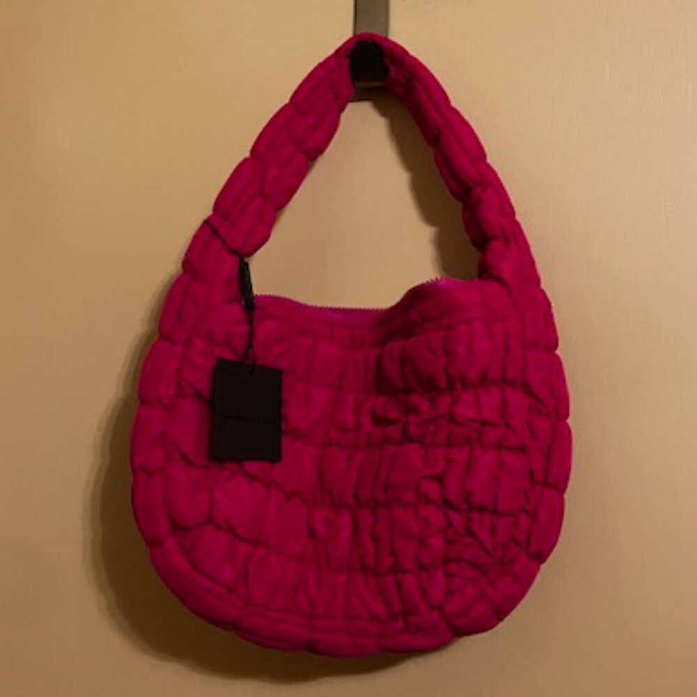 Anthropologie Hot Fuschia Pink Puffy Purse NWT